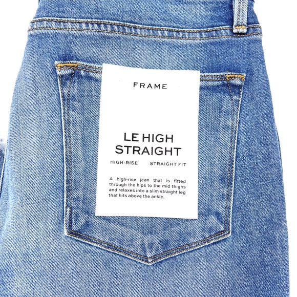 🚫SOLD! NWT🤩 |•FRAME DENIM•| Le High Straight High-Rise Raw Edge Slit Jeans - Picture 8 of 16